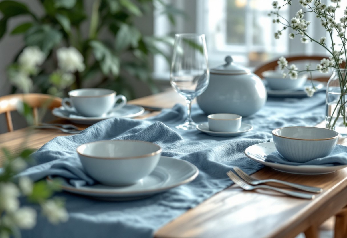 Ambiance bleue : des chemins de table pour une déco fraîche et moderne