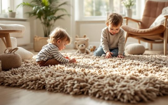 Tapis shaggy et enfants en bas âge : conseils pratiques pour un intérieur serein