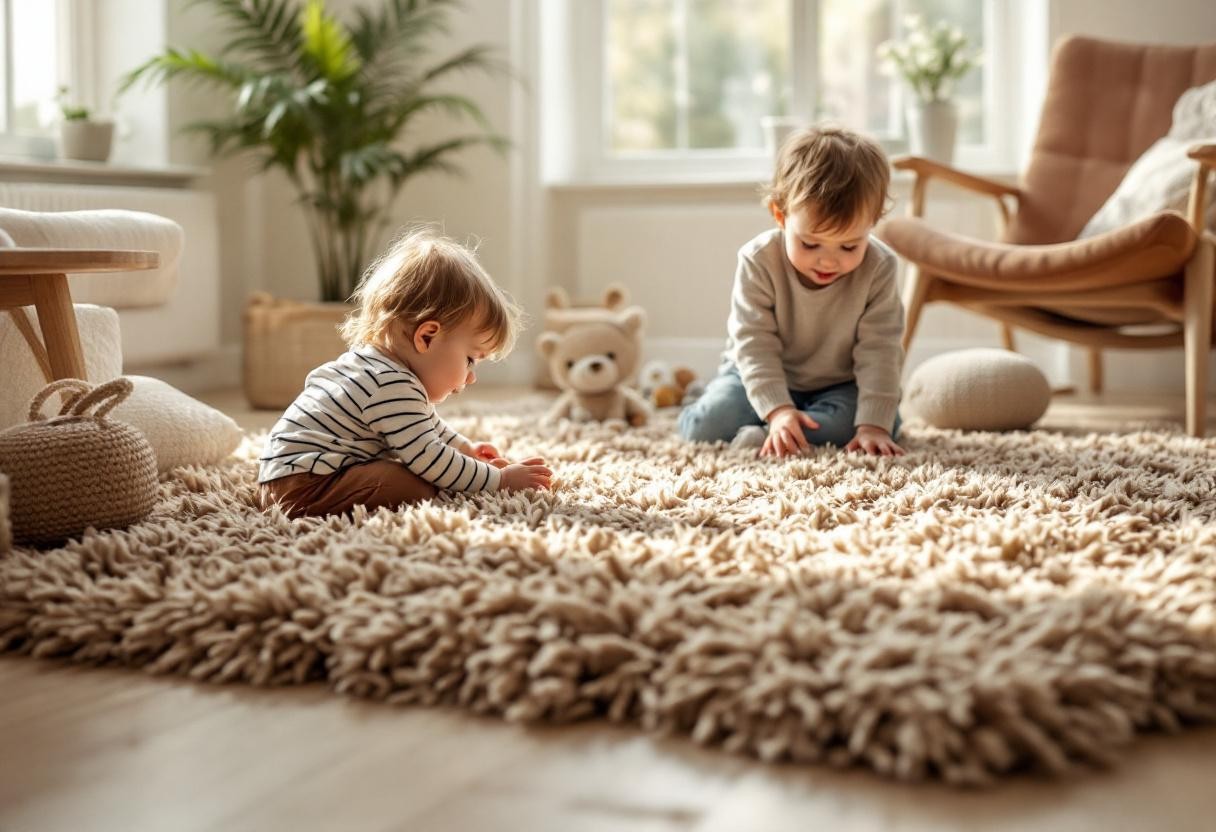 Tapis shaggy et enfants en bas âge : conseils pratiques pour un intérieur serein