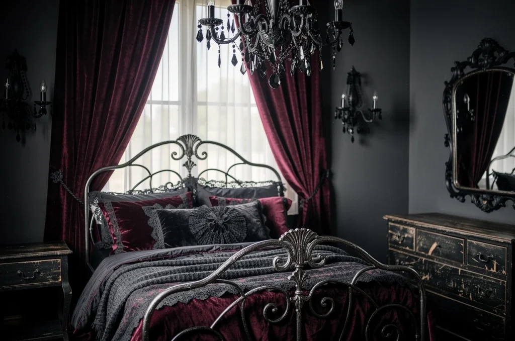 Sous les chandeliers noirs : créer une chambre gothique inspirée par les matières de la mode dark