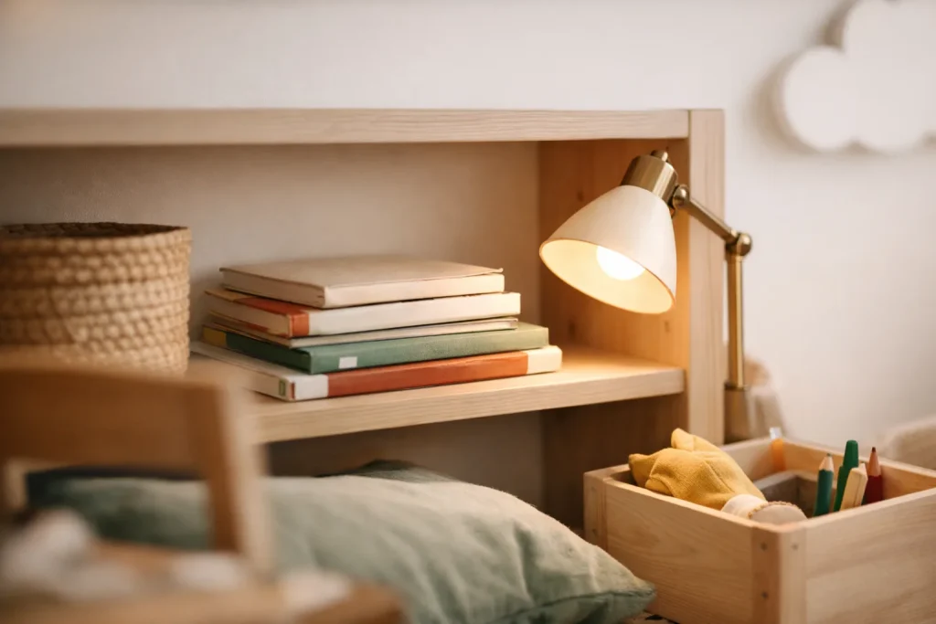 Coin lecture enfants : hauteur, lumière, rangement à leur portée